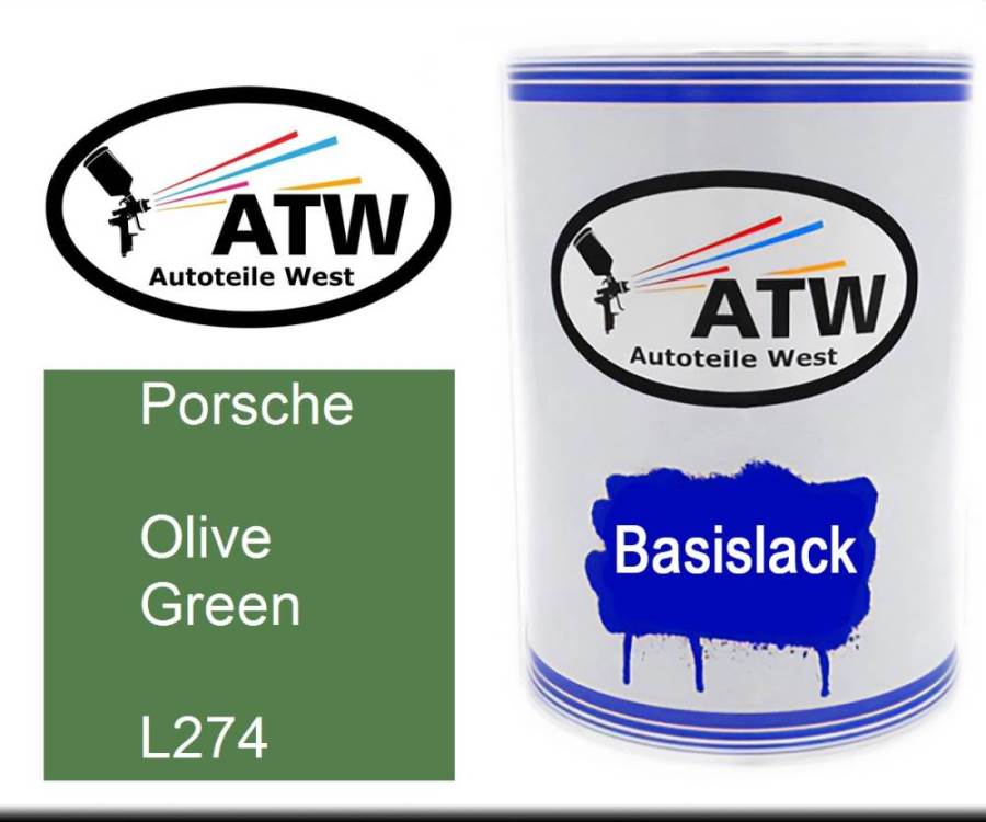 Porsche, Olive Green, L274: 500ml Lackdose, von ATW Autoteile West.